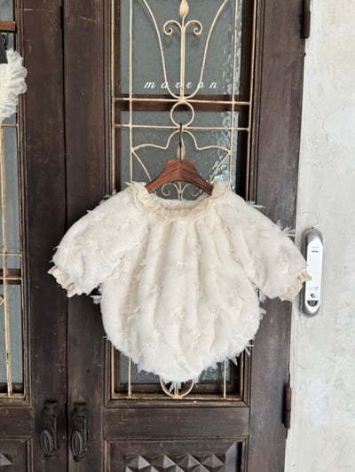 Marron 50｜(3m-18m) 蝴蝶結緞帶刷毛包屁衣1