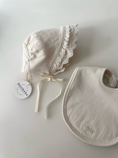 MONBEBE23｜(3m-24m) 蕾絲層次綁帶帽3