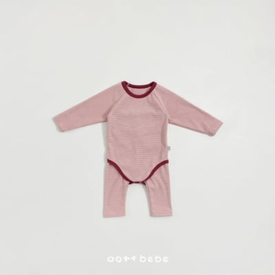 Oottbebe11｜(0m-12m) 條紋撞色家居包屁衣褲子套裝10