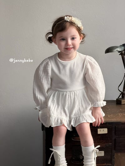 JE703｜(66-90cm) 棉紗荷葉洋裝包屁衣12