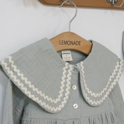LEMONADE35｜(55cm-85cm) 2色滾邊大翻領包屁衣含帽子13