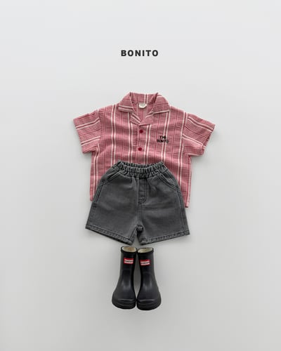 Bonito09｜(75cm-125cm) 3色刺繡條紋襯衫8