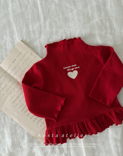AOSTA22｜(6m-5y) 荷葉捲邊愛心上衣2