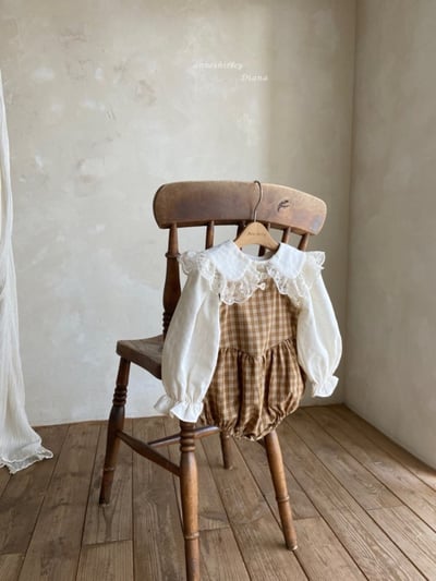 Anne Shirley09｜(3m-22m) 1色格紋花邊吊帶包屁衣6