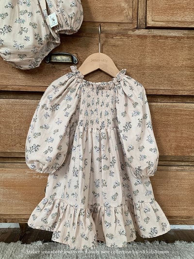 JE569｜(66-120cm) 抓皺碎花公主袖包屁衣/洋裝9