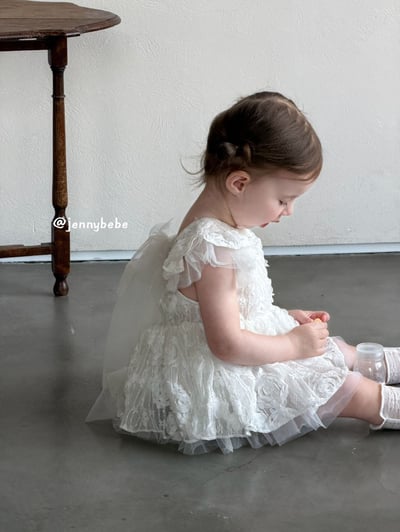 JE706｜(66-120cm) 玫瑰薄紗緞帶包屁衣/洋裝4