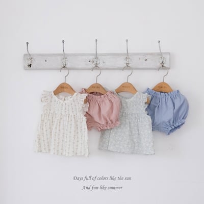 M-KIDS60｜(65-80cm) 壓紋碎花套裝13