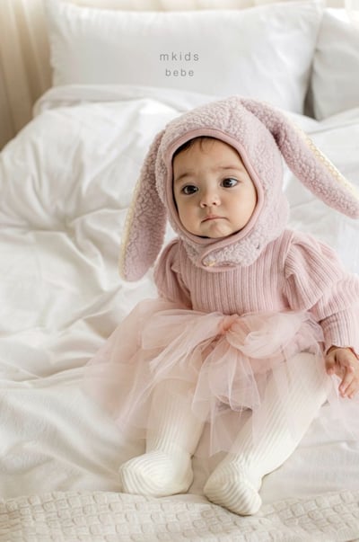 M-KIDS02｜(55-80cm) 2色羅紋捲邊薄紗綁帶包屁衣5