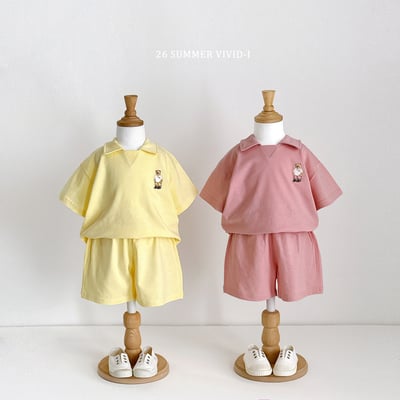 vivid28｜(78cm-125cm) 4款卡拉熊刺繡翻領套裝4