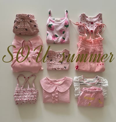 SO.U25｜(6m-18m) 蝴蝶結印花抓皺套裝13