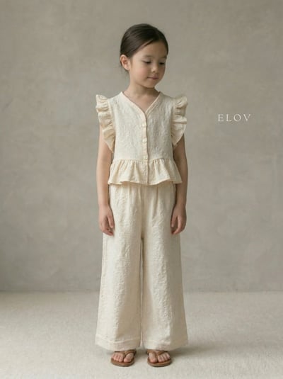 Mon petit11｜(73-118cm) 2色壓紋荷葉袖套裝12