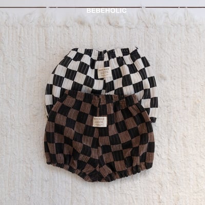 Bebe holic38｜(3m-18m) 褶皺格紋燈籠褲3