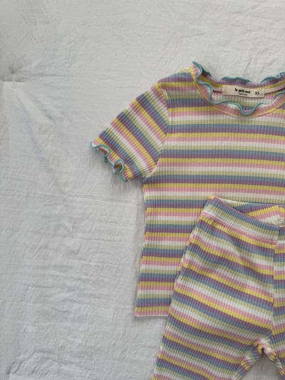 LePetitmot16｜(80-125cm) 木耳邊條紋套裝5