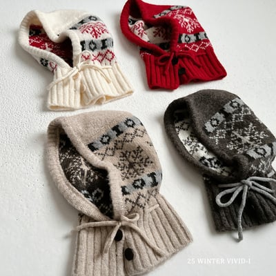 vivid114｜(free) 保暖印花針織頭套8