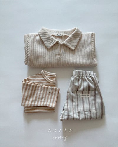 AOSTA42｜(6m-5y) 直條紋直筒長褲11