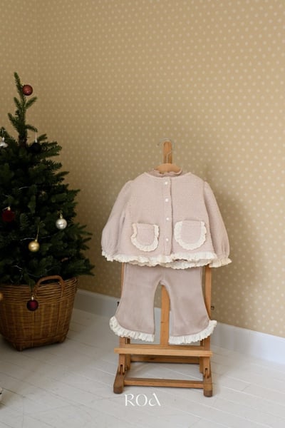 ROA41｜(6m-18m) 2色蕾絲刷毛開襟外套3