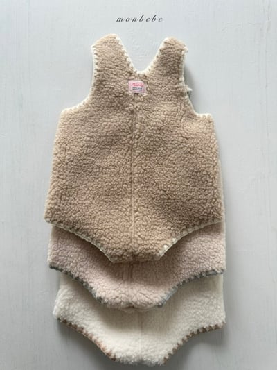 MONBEBE23｜(6m-4y) 滾邊刷毛吊帶褲12