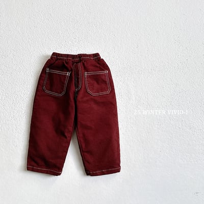 vivid33｜(78cm-125cm) 縫線滾邊口袋直筒褲4