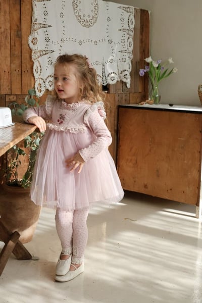 FLO16｜(75-140) 2色蕾絲滾邊薄紗洋裝11