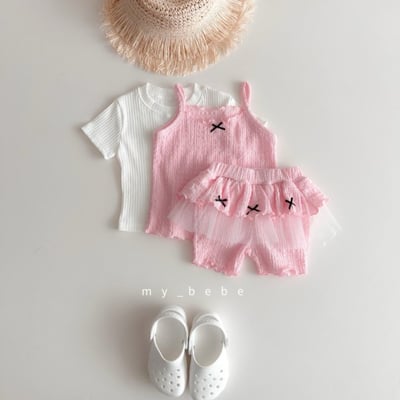 my_bebe20｜(80-120cm) 抓皺無袖緞帶套裝8