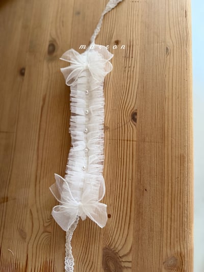 Marron41｜(Free) 緞帶蕾絲珍珠髮帶3