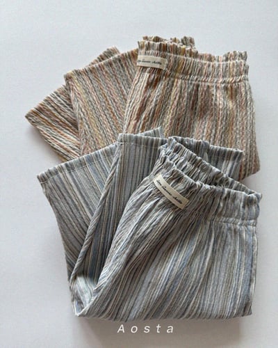 AOSTA56｜(6m-5y) 2款亞麻小標線條褲2