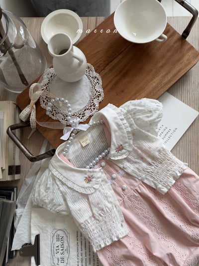 Marron07｜(3m-18m 1y-6y) 花園蕾絲邊包屁衣/洋裝10