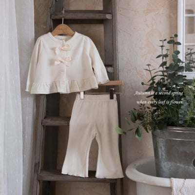 M-KIDS44｜(65-115cm) 2色蝴蝶結緞帶和夜套裝3