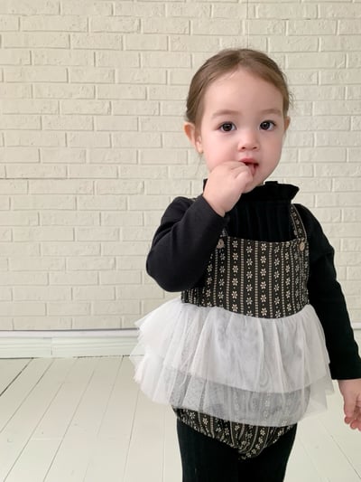 JE613｜(73cm-100cm) 小花薄紗吊帶包屁裙/花邊領上衣9