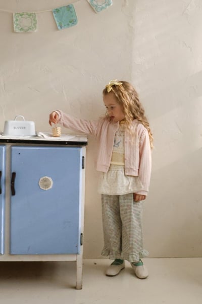 FLO36｜(75-140) 3色法式圍裙碎花荷葉長褲8