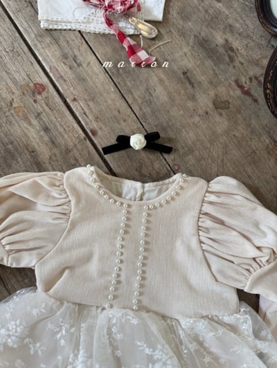 Marron 60｜(1y-6y) 宮廷袖珍珠蕾絲紗洋裝13