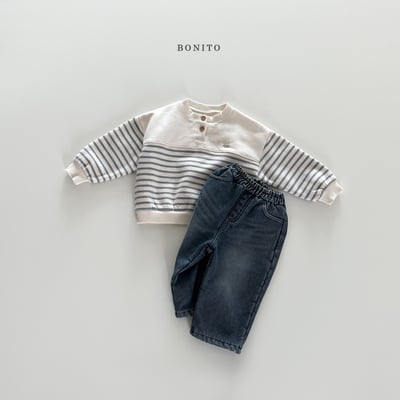 Bonito53｜(75cm-125cm) 金屬標條紋半開襟上衣5