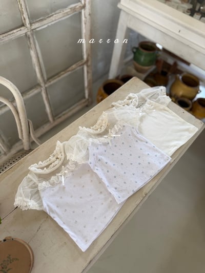 Marron30｜(1y-6y) 優雅緞帶蕾絲上衣3