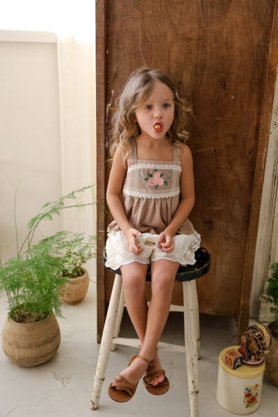 FLO06｜(75-140) 蕾絲細肩花朵衣19