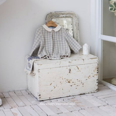 M-KIDS10｜(55-80cm) 2色口袋格紋圓領包屁衣8