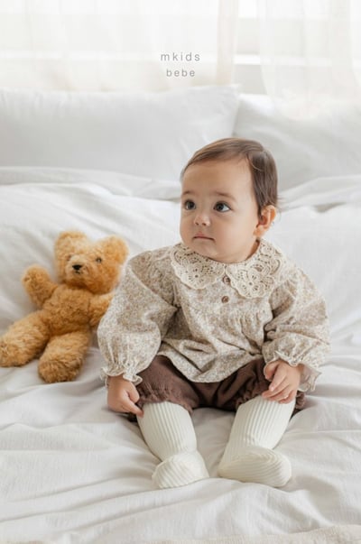 M-KIDS47｜(65-80cm) 2色蕾絲領碎花燈籠褲套裝10