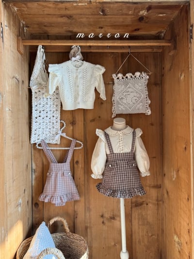 Marron28｜(1y-6y) 格紋吊帶荷葉裙13