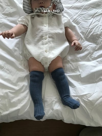 lala land26｜(3m-18m) 2色素面翻領包屁衣5