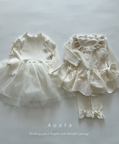 AOSTA03｜(6m-5y) 緞帶羅紋薄紗洋裝15