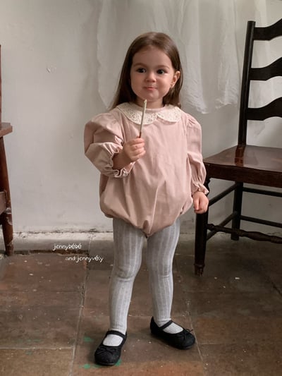 JE570｜(66-90cm) 簡約蕾絲領包屁衣15