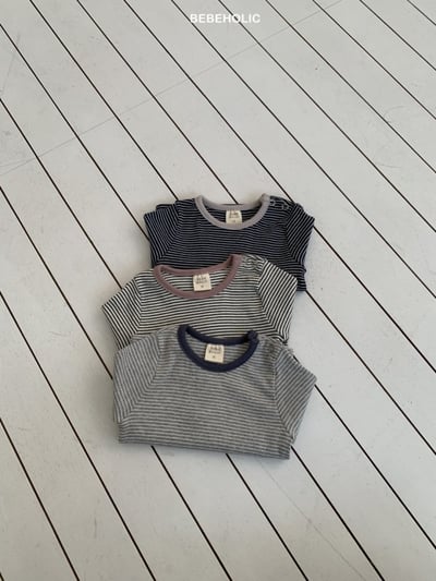 Bebe holic38｜(3m-18m) 條紋開扣上衣11