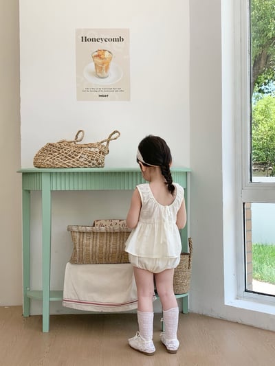 JE50｜(66-100cm) 無印花邊包屁衣/套裝5