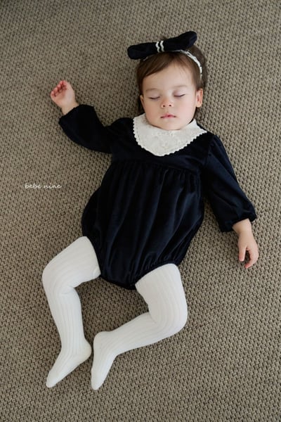 bebe nine10 (55cm-75cm) 2色絲絨蕾絲包屁衣8