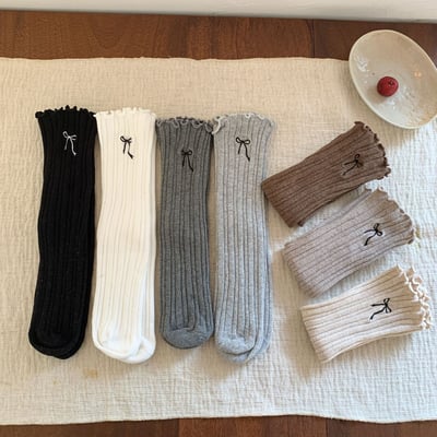 (free) 蝴蝶結刺繡無跟襪4