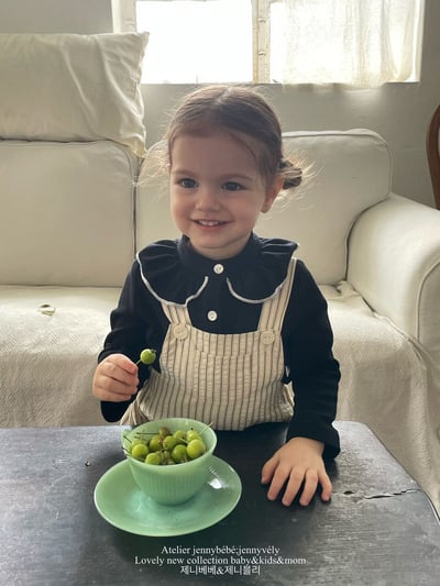 JE567｜(73-100cm) 滾邊翻領上衣/線條吊帶褲23