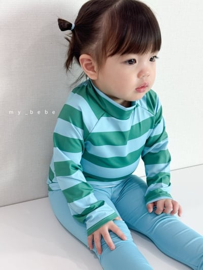 my_bebe06｜(75-105cm) 長袖防曬條紋泳衣12
