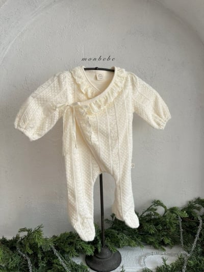 MONBEBE33｜(0m-6m) 蕾絲荷葉連身衣9