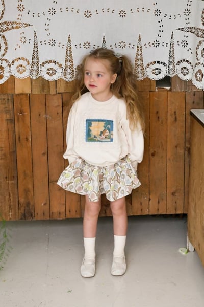 FLO50｜(75-140) 2色法式油畫插圖休閒上衣1