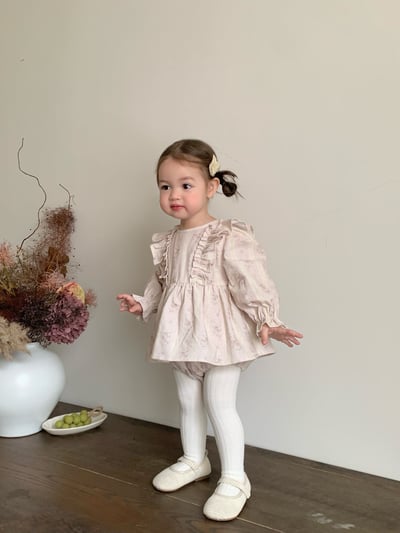 JE619｜(66cm-90cm) 燈芯絨碎花荷葉包屁衣16