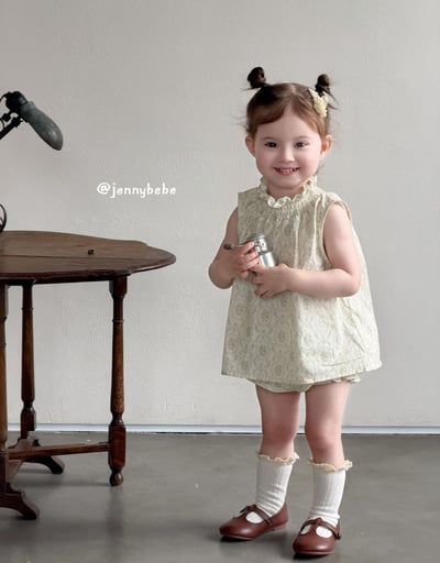 JE704｜(80-110cm) 花邊法式印花無袖套裝10